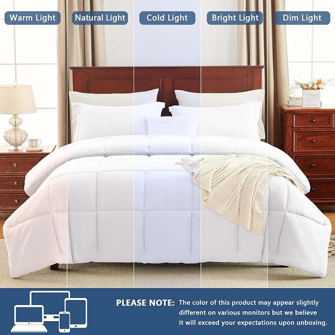 CozyLux California King Comforter Set White - Image 5