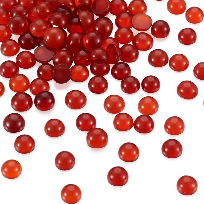 FASHEWELRY 100Pcs Natural Carnelian Cabochons Flat Back Gemstone Cabochons 4mm - Image 2