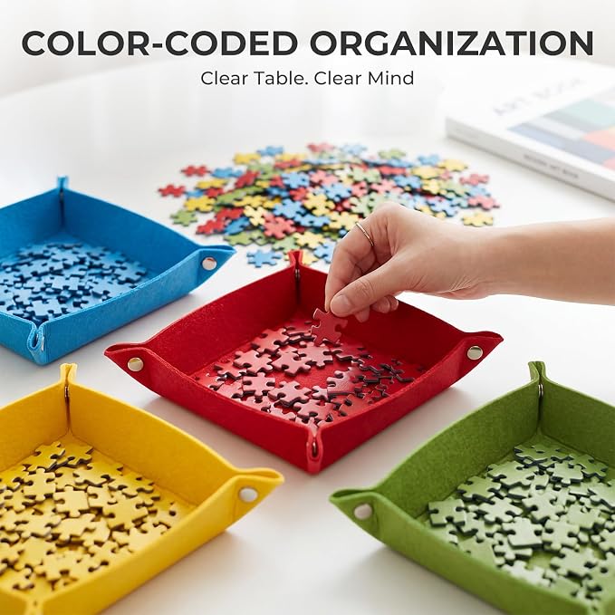 8PCS Large Puzzle Sorting Trays 11.8" x 9.2", Stackable Puzzle Organizer - Image 4