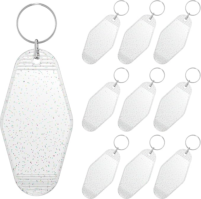 Uniclife 10 Pcs Modern Glitter Rhombus Keychain Tags, Customizable Luggage Tags by UnicLife