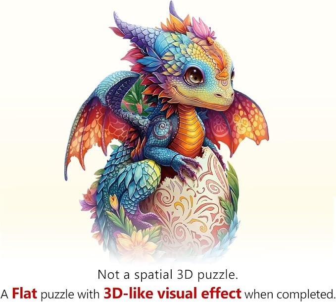 Cute Dragon Puzzles Fantasy Egg Flowers Colorful Rainbow Puzzle Adults Gifts - Image 9