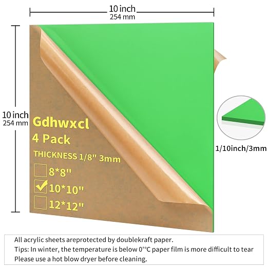 1/8 Thick 10 x 10 inch Acrylic Sheets - Image 2