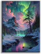 Offito Aurora Diamond Art Kits for Adults, 5D Snowy Mountains Lake Diamond by Offito