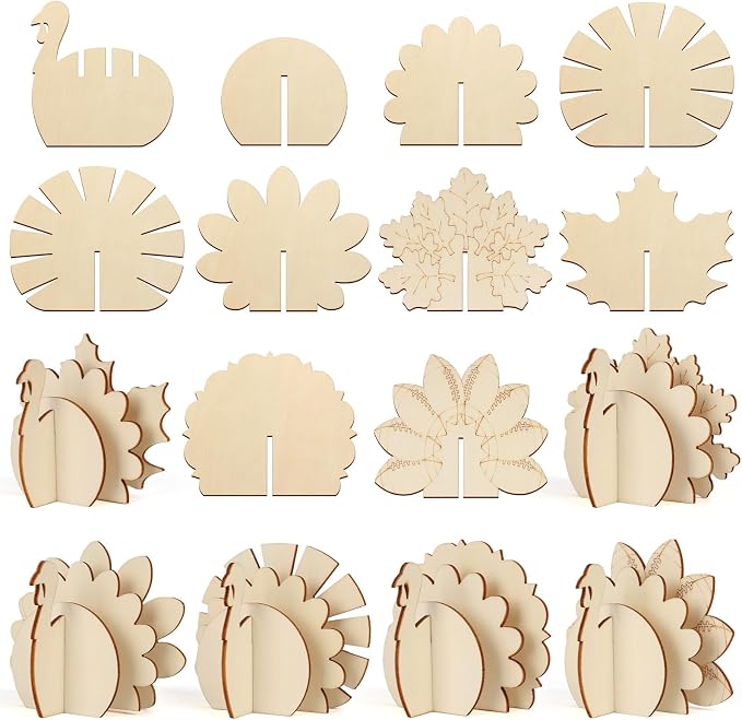 COCHIE DIY 3D Turkey Thanksgiving Wood Crafts to Paint, Paintable Unfinished by COCHIE