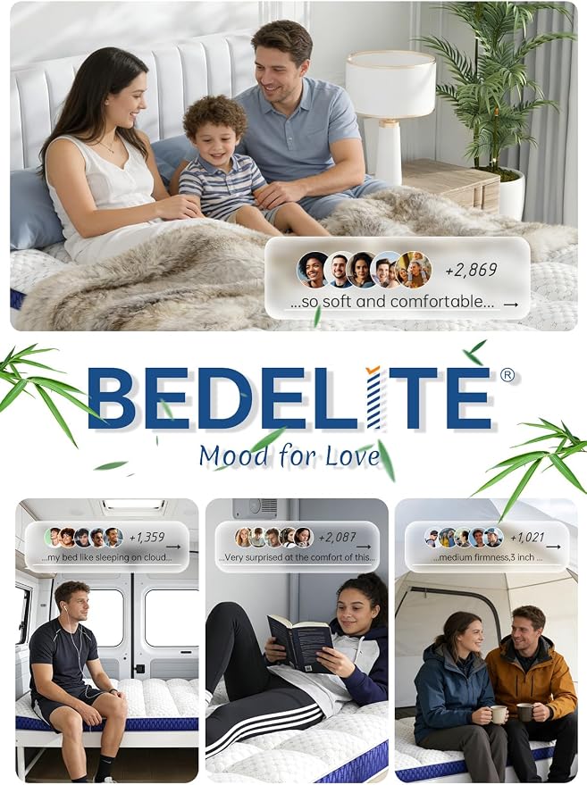 BEDELITE Queen Mattress Topper 3 Inch Thick Mattress Pad, Plush Pillow Top Bed - Image 7