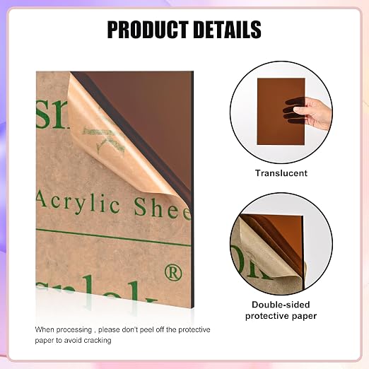 Lesnlok Brown Acrylic Sheets 1/8 inch Thick 3mm 2 Pack 12 x 16 Clear Plexiglass - Image 3