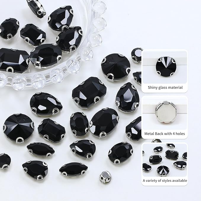 Sew on Rhinestone, Bags and Sewing Accessories，Black - Image 2