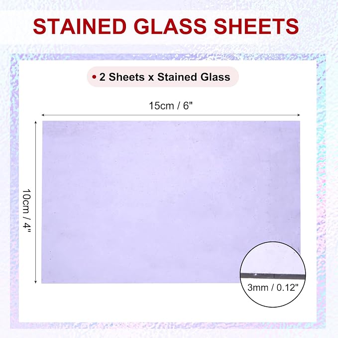 PATIKIL 4 x 6 Inch Transparent Stained Glass Sheets, 2 Sheets Mosaic Glass - Image 2