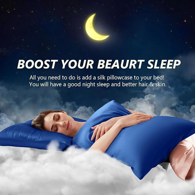 Silk Pillow Cases 2 Pack Standard Size Mulberry Silk Pillowcase Set of 2 - Image 3