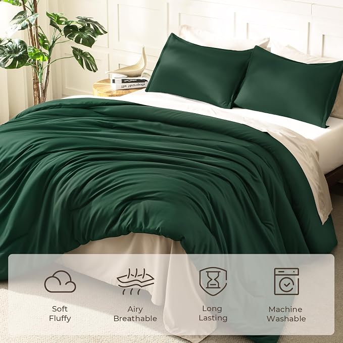 Litanika Oversized King Comforters Emerald Green Super King Plus Size, 3 Pieces - Image 3