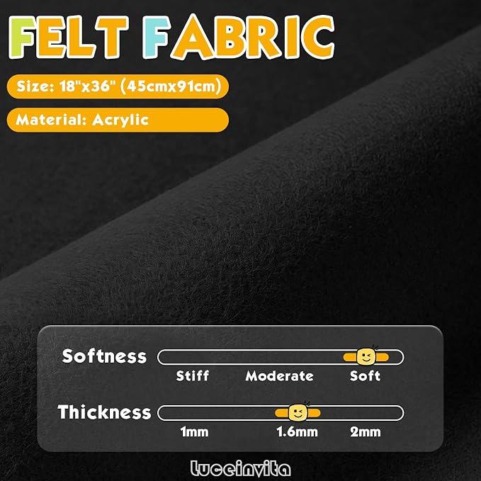 Black 18" X 36" Felt Fabric Sheet - Image 2