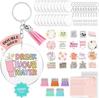 YOPPIX 140 PCS Acrylic Keychain Blank Set, Funny Double-Sided UV DTF Stickers by yoppix