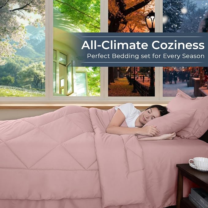 HEVUMYI Dusty Pink Full Comforter Set - Image 3