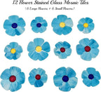 Esweny 12 Flower Stained Glass Mosaic Tiles - Image 4