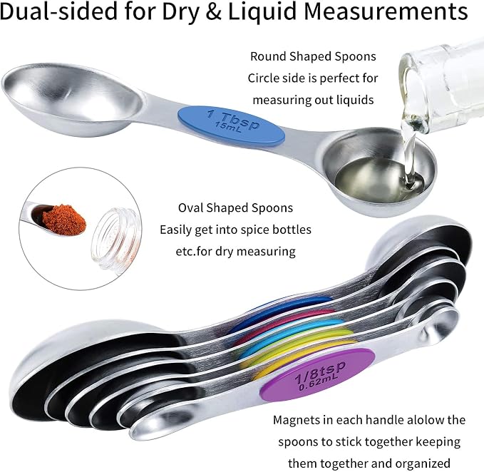 TILUCK measuring cups and magnetic measuring spoons set, stainless steel - Image 3