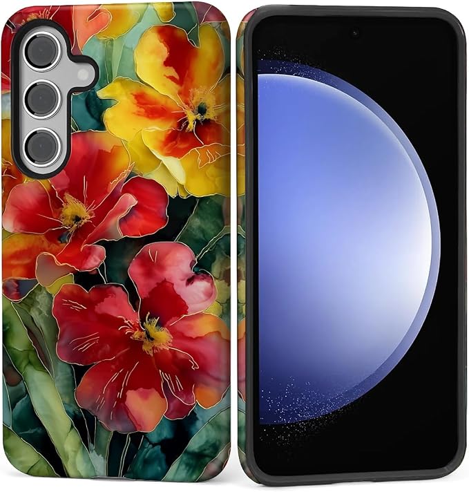 Case for Samsung Galaxy S25 FE, Vintage Floral Girly Design Hybrid Dual by Kapadiy