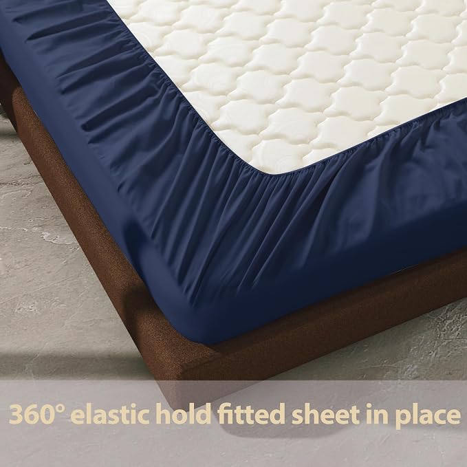 100% Egyptian Cotton Fitted Sheet Full Size, 600 Thread Count, Soft & Elastic - Image 6