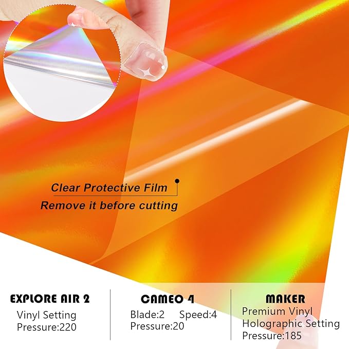 WRAPXPERT Holographic Vinyl Roll Orange, Holographic Permanent Vinyl Orange - Image 5