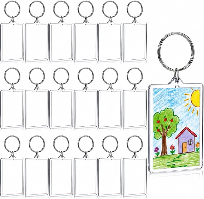 Yaomiao Acrylic Photo Frame Keychain Holder Photo Picture Insert Blank Keyring by Yaomiao