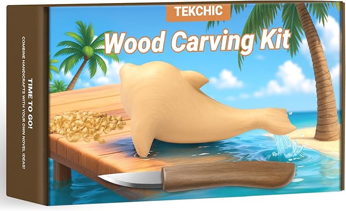 TEKCHIC Wood Carving Kit for Beginners | Dolphin DIY Whittling Knife Set by TekchicDIYTools
