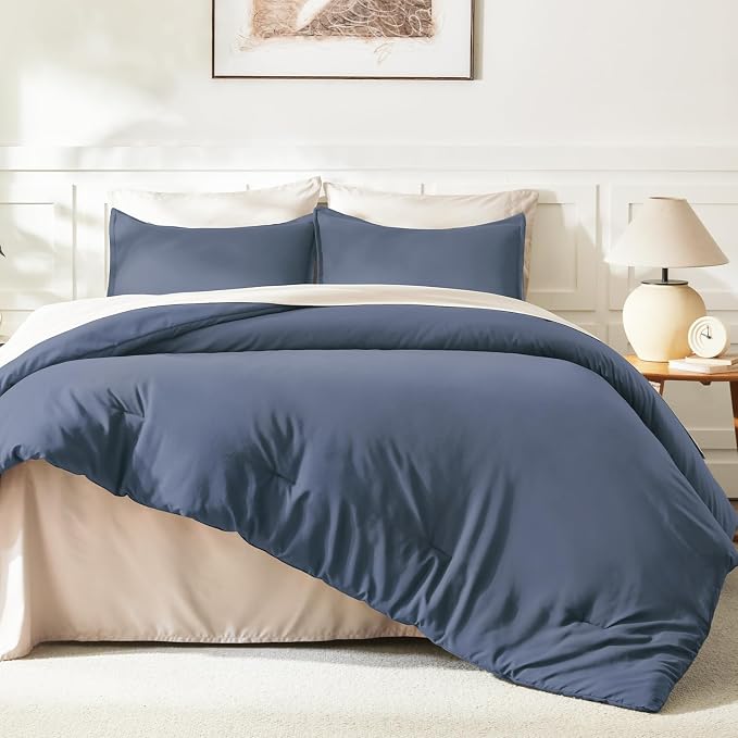 Litanika Comforters Bluish Grey King Size, 3 Pieces Lightweight Solid Bedding - Image 6