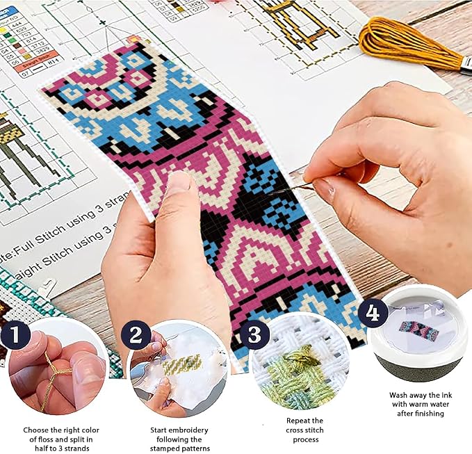 ACRNIGHEET 6PCS Cross Stitch Bookmark Kit - Image 4