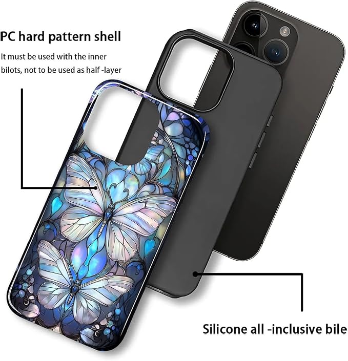ZHEGAILIAN Case for iPhone 13 Pro Max, Stained Glass Butterfly Aesthetic - Image 2