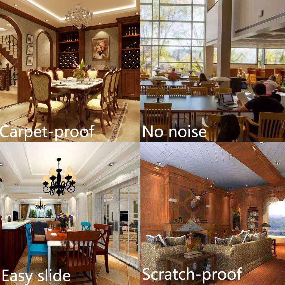 Furniture Sliders-Furnigear (Teflon) Nail in Chair Glides for Carpet and Hardwood Floor - Move Your Furniture Easily & Safely - Best Floor Protector (1x1-3/8 Nail, Brown-24 Pack)