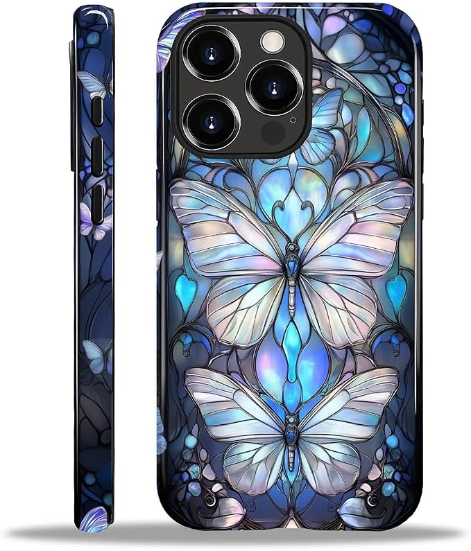 ZHEGAILIAN Case for iPhone 14 Pro, Stained Glass Butterfly Aesthetic Durable by Home