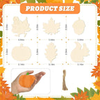 24 PCS Unfinished Wooden Thanksgiving Crafts, Pumpkin Turkey Shaped Hanging - Image 2