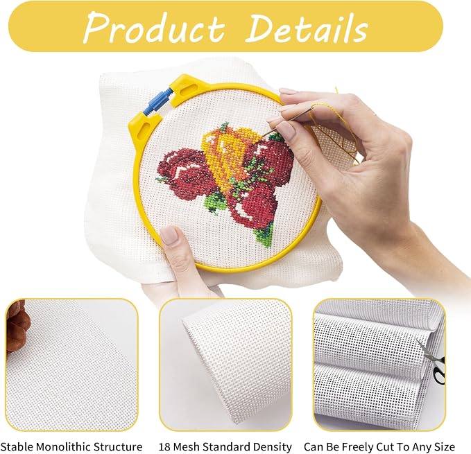 18 Mesh Needlepoint Canvas, Cross Stitch, Knit Crochet DIY Craft Projects - Image 3
