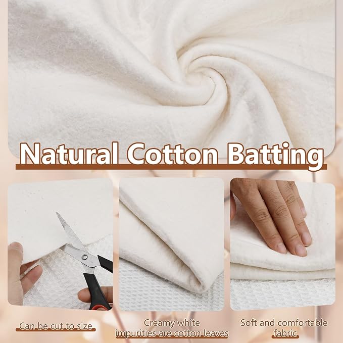 Natural Cotton Batting, Cotton Quilting Batting, 47 x 59 Inch Natural Cotton - Image 6