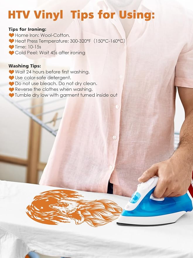 Orange Heat Transfer Vinyl Bundle: 16 Pack 12" x 10" Heat Transfer Vinyl T-Shirt - Image 3