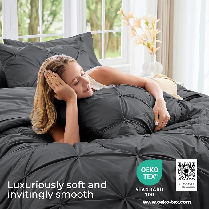 Sasttie Twin XL Comforter Set, 5-Piece Bed in a Bag, Pintuck Bedding Set - Image 3