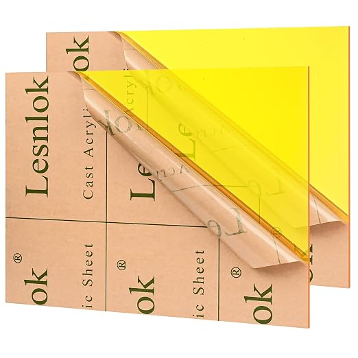 Lesnlok Yellow Acrylic Sheets 1/8 inch Thick 3mm 2 Pack 12 x 16 Clear by Lesnlok