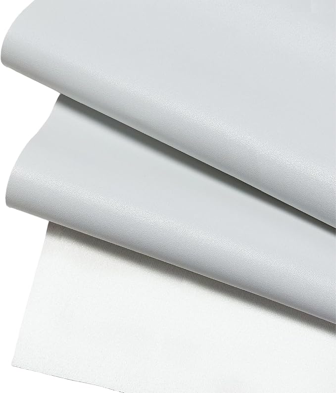 White Faux Leather Fabric 20"×55" Smooth Grain Upholstery Vinyl by JERLITU