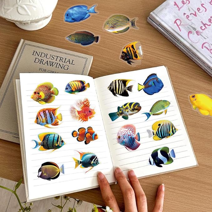 50PCS Clear Tropical Marine Life Ocean Stickers PET Fish Aesthetic Sticker - Image 6