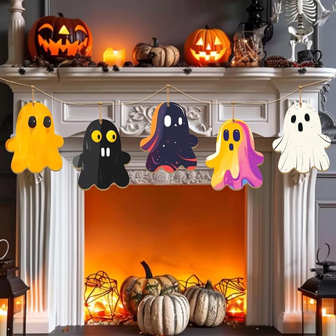 Large Size 7" Halloween Wooden Slices Unfinished Blank Wooden Ornaments DIY - Image 5