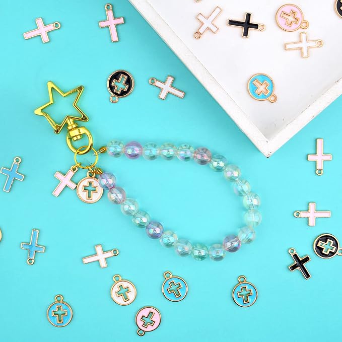 Aylifu 40pcs 2 Styles Enamel Cross Charms Alloy Religious Cross Crucifix Jesus - Image 7