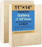 Falling in Art 2 Pack 11x14'' Unfinished Gallery Birch Wood Canvas Panels | 1 by FallinginArt