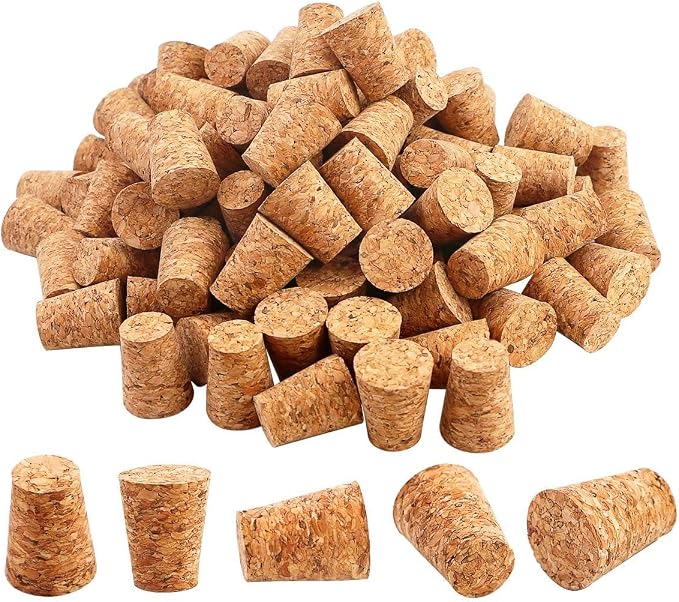 100 Pieces #7 Tapered Cork Plugs, Premium Blank Wine Corks Wine Stoppers by Owevvin