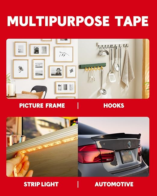 HitLights Double Sided Tape Heavy Duty, 1/2 in x 50 ft, Adhesive Mounting Tape - Image 6