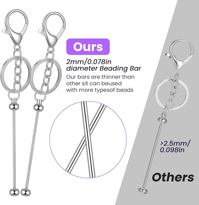 48 Pcs Beadable Keychains: Modern DIY Keychain Supplies - Image 4