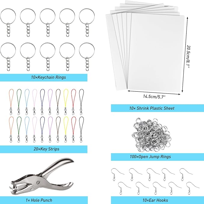 ASTARON 168Pcs Shrinking Plastic Sheets Kit Includes 15 Shrinking Film Art Paper - Image 2