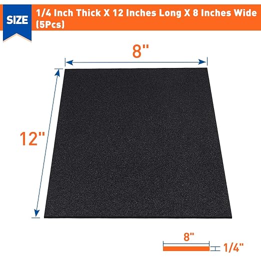 MAGZO 5Pcs Adhesive Foam Padding 1/4 in Thick X 12 in X 8 in | Closed Cell - Image 2