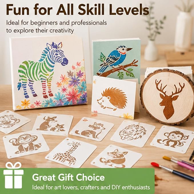 50 Pcs Large Animals Stencils for Painting, 3.93 x 3.93 Inch Animals Stencils - Image 5