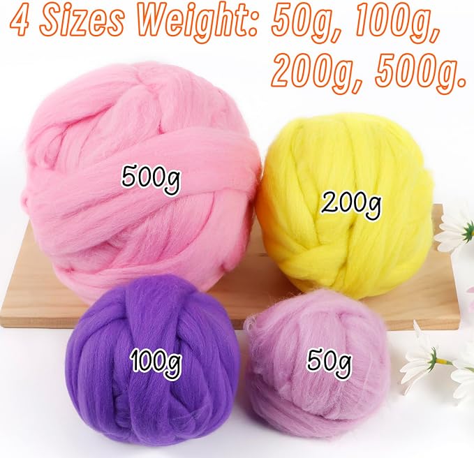 JeogYong Needle Felting Wool, 3.53oz Wool Roving Chunky Wool Yarn, Wet Felting - Image 3
