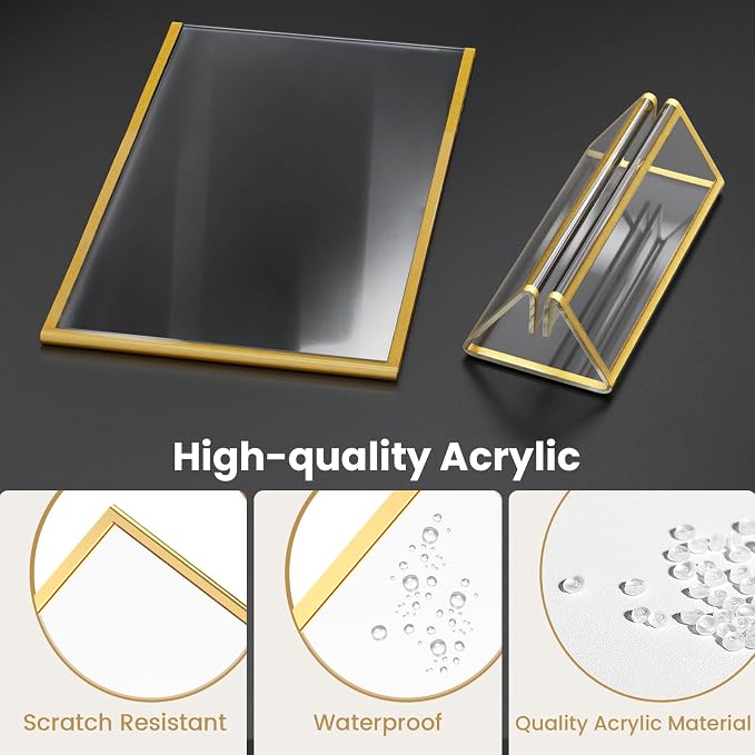 Acrylic Sign Holder 4X6 Double-Sided Gold Picture Frames ，6 Pack | Acrylic - Image 4