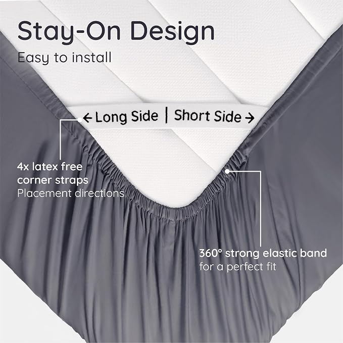 Bambaw 100% Viscose Derived from Bamboo Queen Size Fitted Sheet, Deep Pocket - Image 5