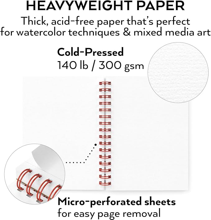 ARTEZA Watercolor Paper, 30 Sheets Each, 5.5x8.5 Inches Watercolor Pad - Image 2